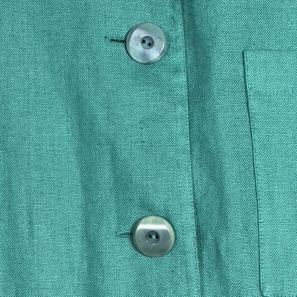 Doncaster Tunic 100% Linen Top Womens Sz 12 Green 3/4 Sleeves Mandarin Collar - Picture 4 of 13